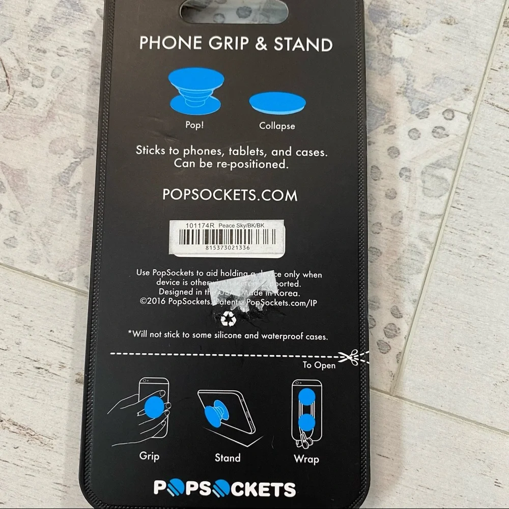 POPSOCKET Bohemian Blue Black and White Phone Grip and Stand